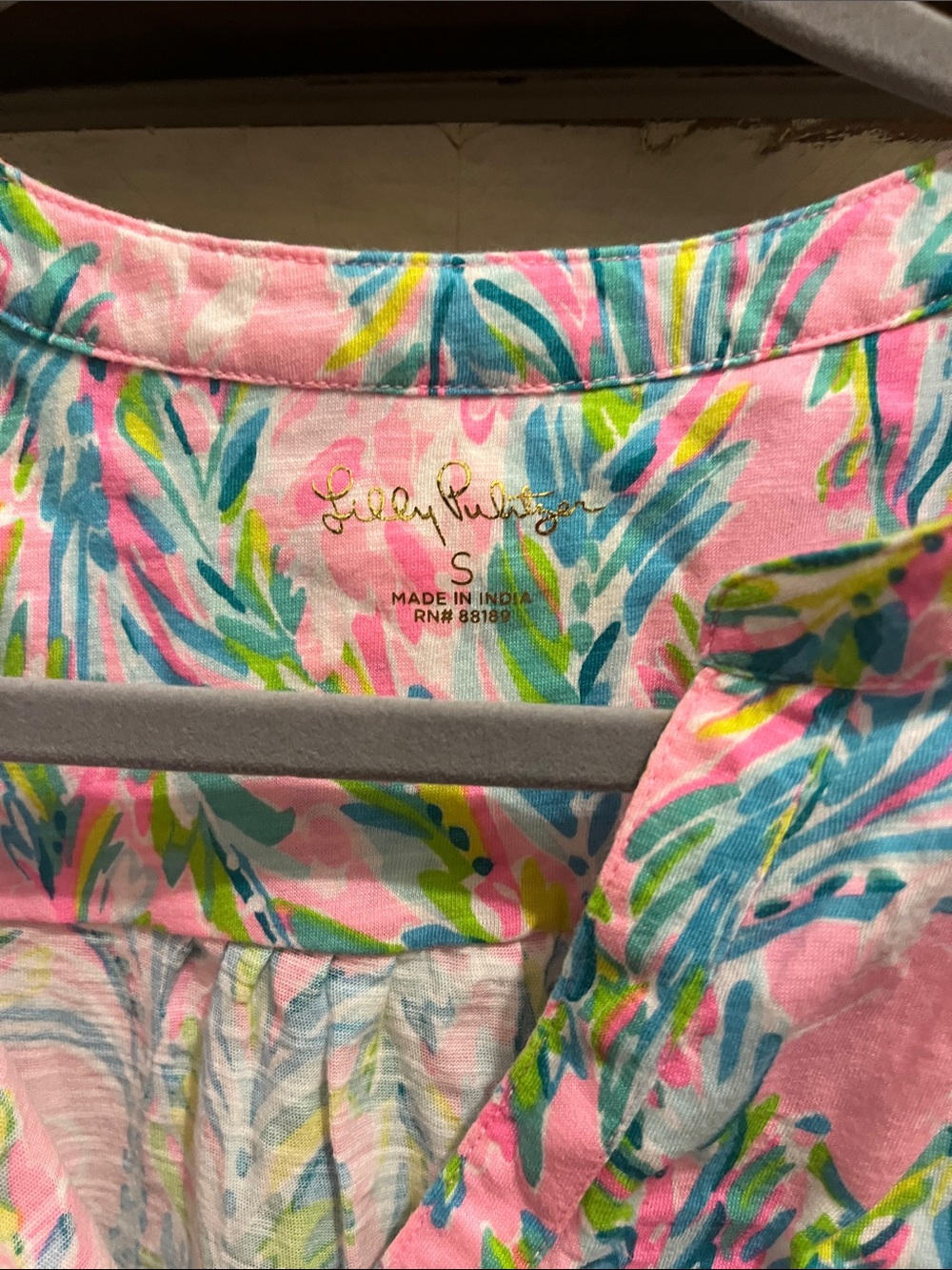 Lilly Pulitzer Pink Multi-Color Tropical Print Blouse